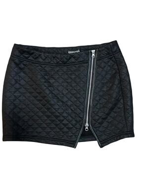 Express Quilted Micro Mini Skirt Womens 8 Black Side Zip 2000s Party Edgy Indie